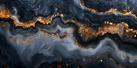 Elegant and Captivating Abstract Marble Textures with Golden Sparkles and Swirling Patterns,Ideal...