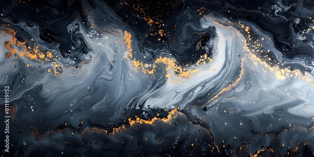 Fototapete Elegant and Sophisticated Black Marble Backdrop with Dynamic Fluid Patterns and Mesmerizing Monochrome Textures