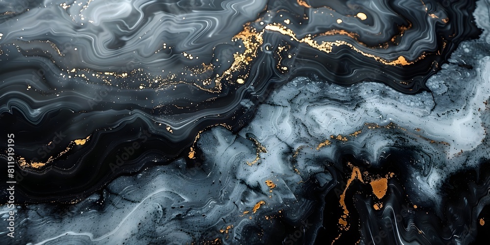 Poster mesmerizing marble abstraction:fluid waves of ebony and gold intertwine in a captivating natural mas