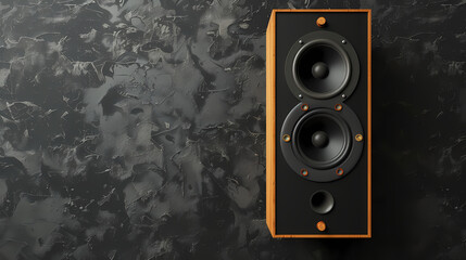 Loudspeaker on a black wall background. 3d illustration --ar 16:9