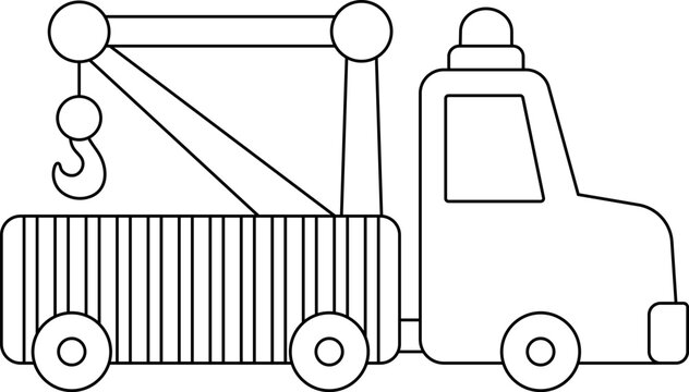 recommend clip art: Vector black and white tow truck. Construction site, road work line icon. Building transportation clipart. Cute special transport, repair service illustration. Evacuator coloring page vehicle for kid