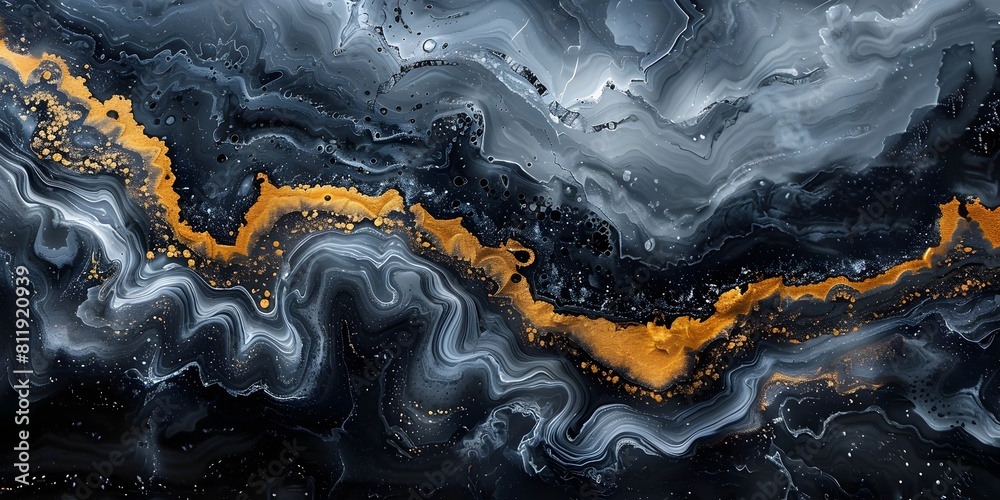 Poster Captivating Monochrome Marble Swirls and Fluid Waves in Dramatic Abstract Background