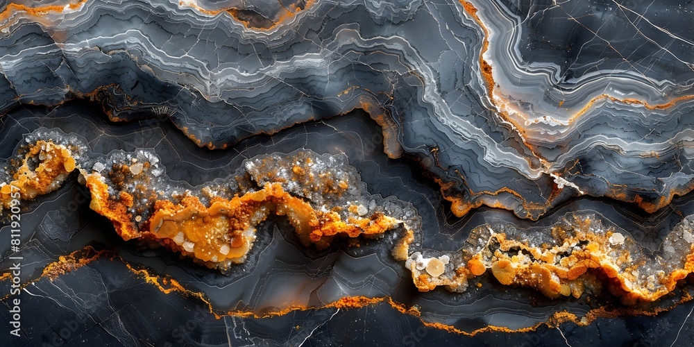 Aufkleber captivating black marble texture with intricate patterns and dramatic lighting effects showcasing th