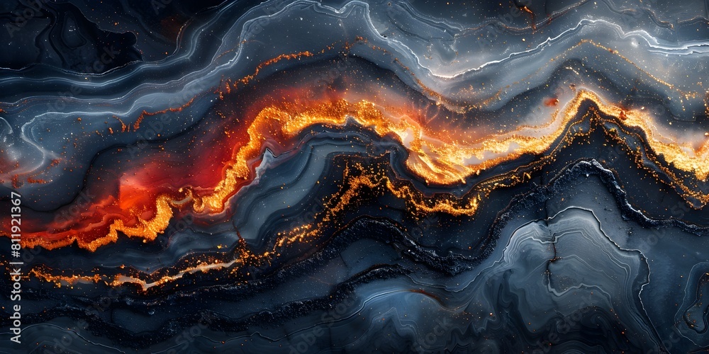 Poster Fiery Marble Eruption:Explosive Geological Dynamism in Captivating Digital Artwork