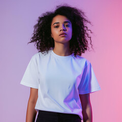 Woman in White T-Shirt for Mockups and Editing