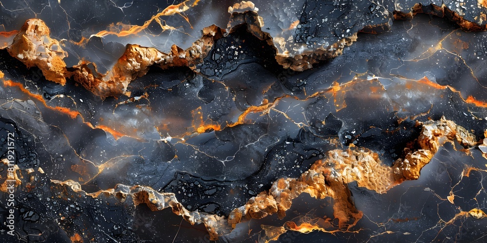 Fototapete black and golden marble texture with striking patterns and intricate details,creating a stunning and