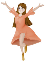 A happy girl with her beautiful dress