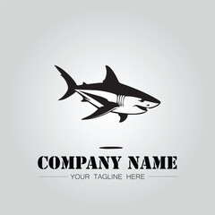 Shark silhouette illustration design for company logo vector image on the white background	
