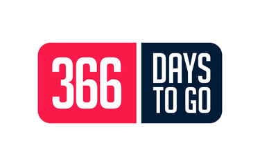 366 Days to Go vector banner template, Days Left countdown time, Daily calender label layout, Promotional banner transparent background png