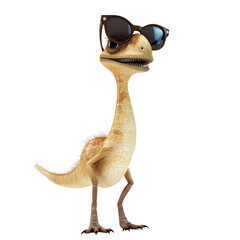 The image shows a funny dinosaur wearing sunglasses. It looks like he's on vacation and ready to have some fun.