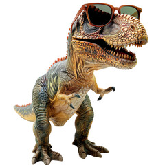 Fototapeta premium The picture shows a cartoon dinosaur wearing sunglasses. It looks like he's having a good time.