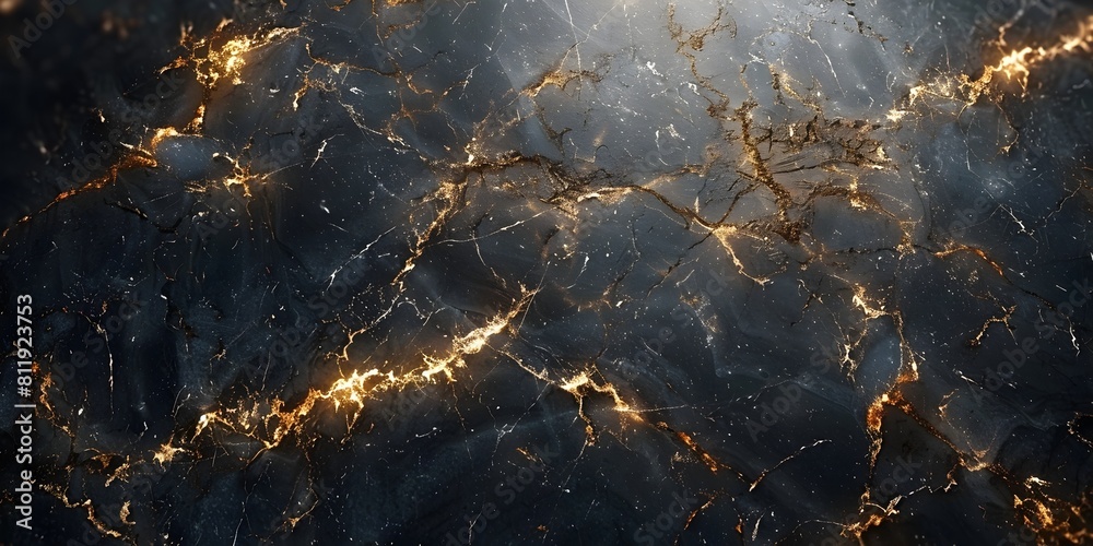 Poster Intricately Patterned Black Marble Background With Intricate Cracks and Texture,Offering a Sophisticated and Timeless Aesthetic for Luxury Designs