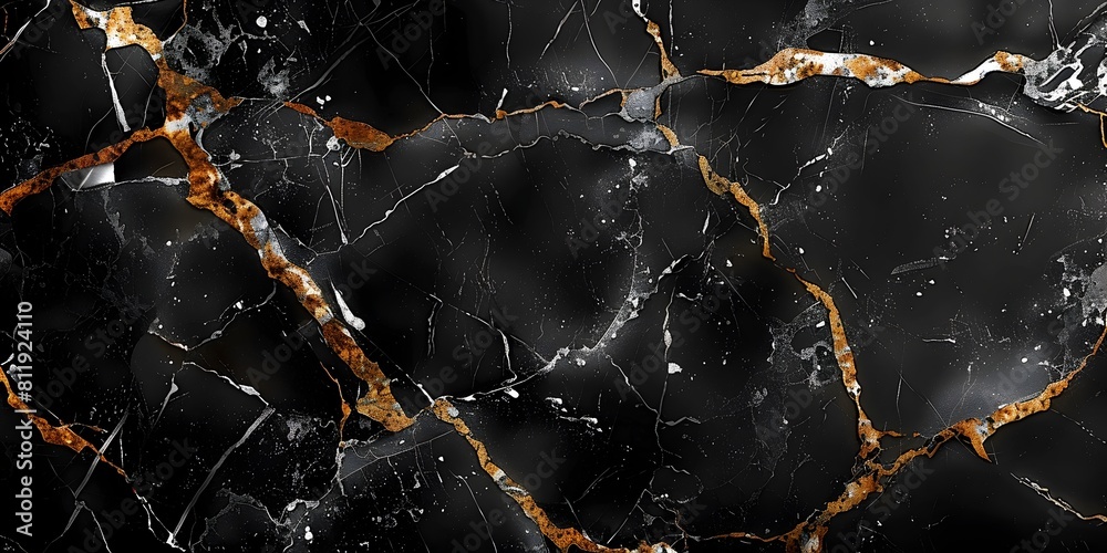 Poster captivating black marble backdrop with intricate veining and textural allure