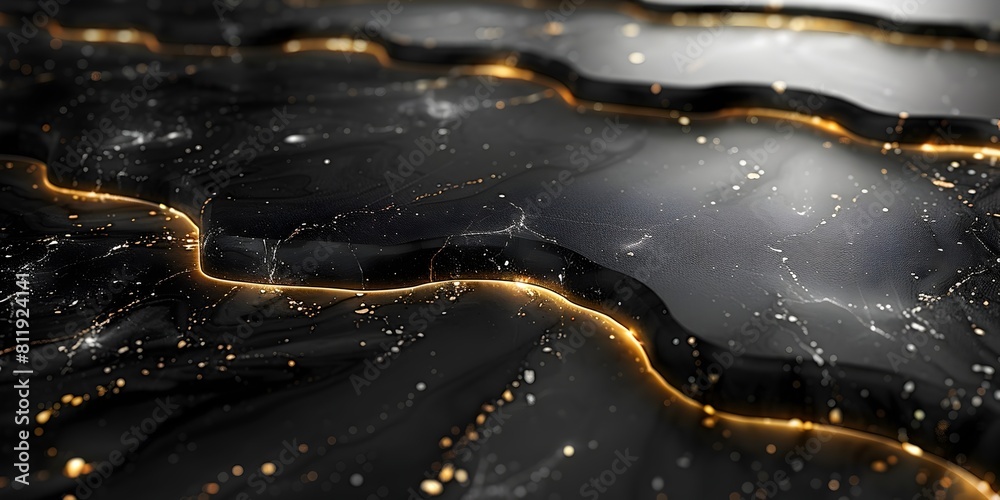 Leinwandbilder black and gold abstract marble background with flowing,shimmering patterns and dynamic,glowing textu
