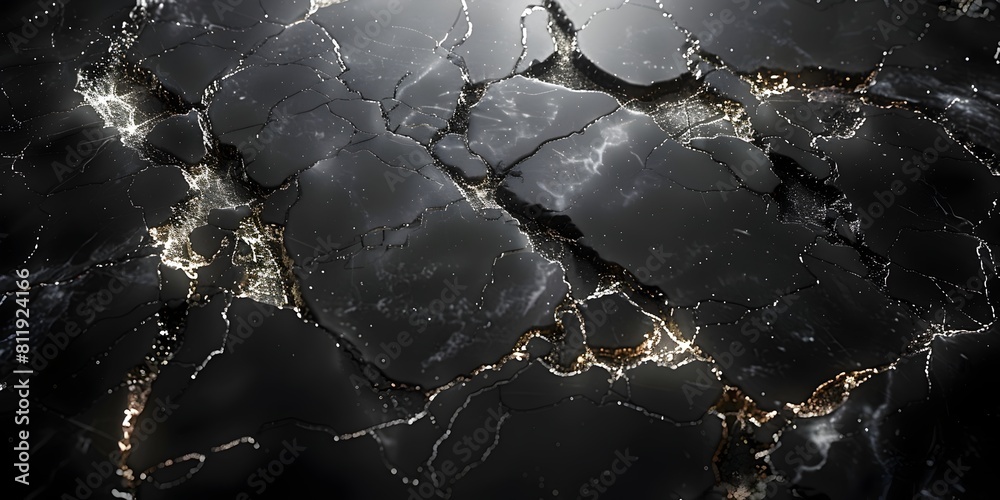 Poster Striking Black Marble Textured Background with Intricate Patterns and Contrasting Tones for Elegant Design Elements