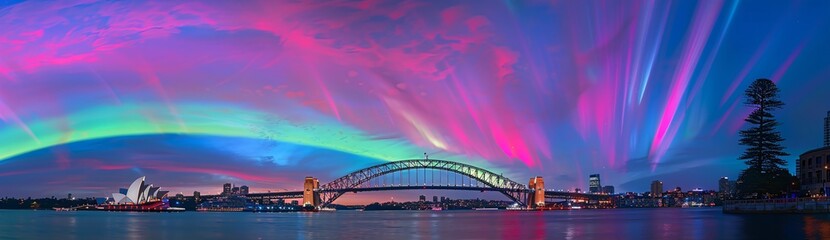 Spectacular Northern Lights Display over Sydney Skyline

