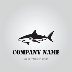 Shark silhouette illustration design for company logo vector image on the white background	
