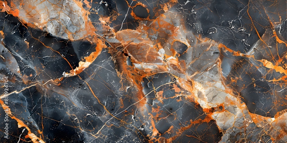 Poster stunning marble texture with dynamic geometric patterns and vibrant orange accents
