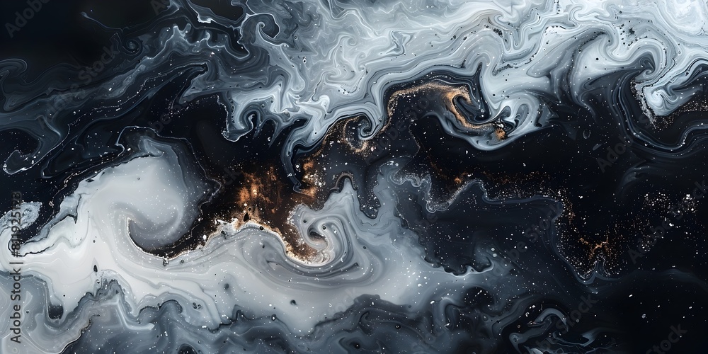 Leinwandbilder black marble swirling abstract pattern with captivating flow of energy and movement in monochrome mi