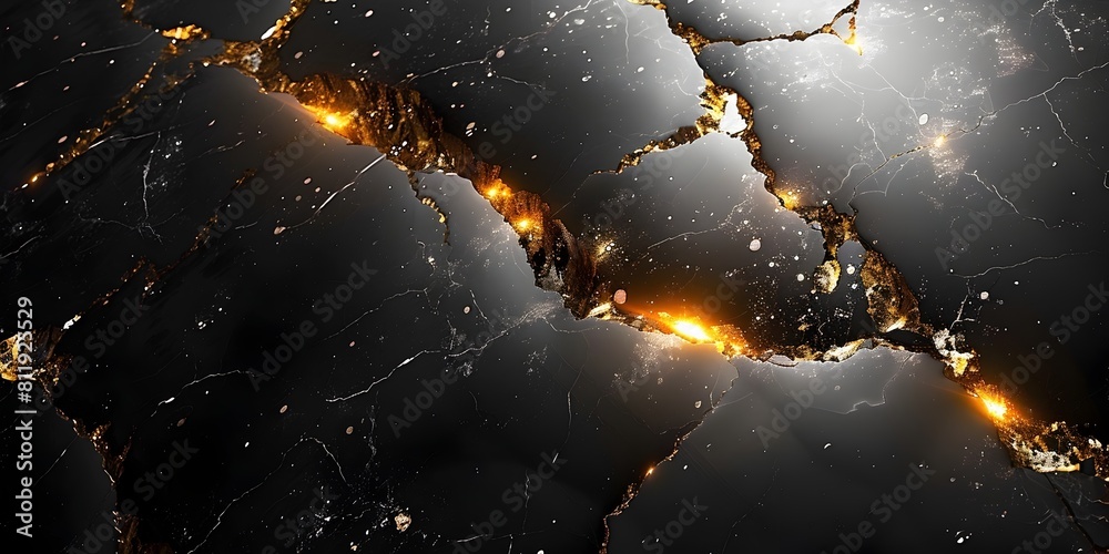 Poster mesmerizing marble masterpiece:breathtaking black backdrop of captivating cracks and swirls