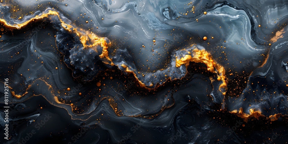 Poster Striking Marble-Inspired Abstract Texture with Dynamic Fiery Flows and Swirling Monochrome Patterns