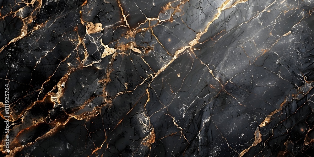 Poster elegant and captivating black marble texture with intricate golden veining for premium design backgr