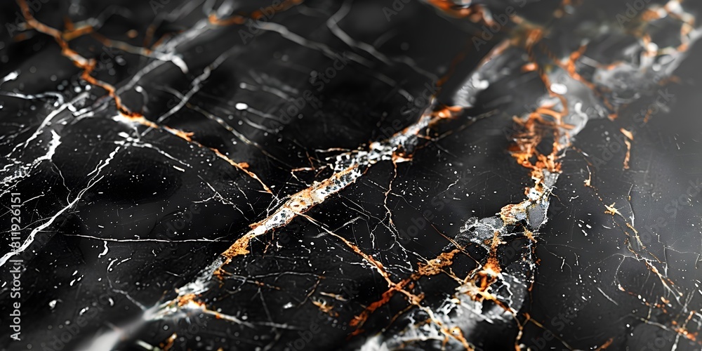 Poster elegant and dramatic black marble texture with intricate patterns and veins for premium design backg
