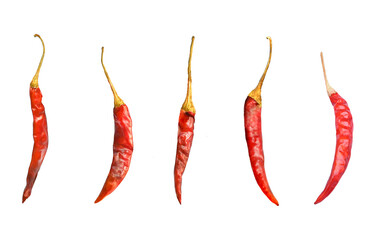 Top view of line composition chilli red peppers isolated on transparent.
