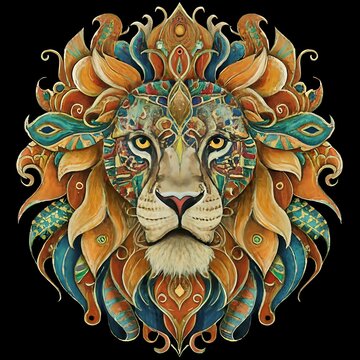 The face of a lion made up of lines and geometric figures