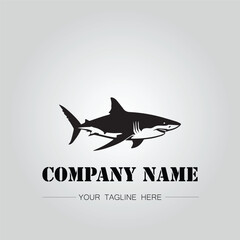 Shark silhouette illustration design for company logo vector image on the white background	
