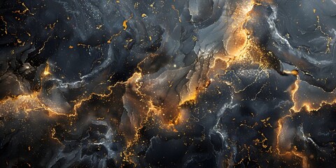 Captivating Black and Gold Marble Textured Background with Striking Swirls and Dramatic Contrast for High-End Design