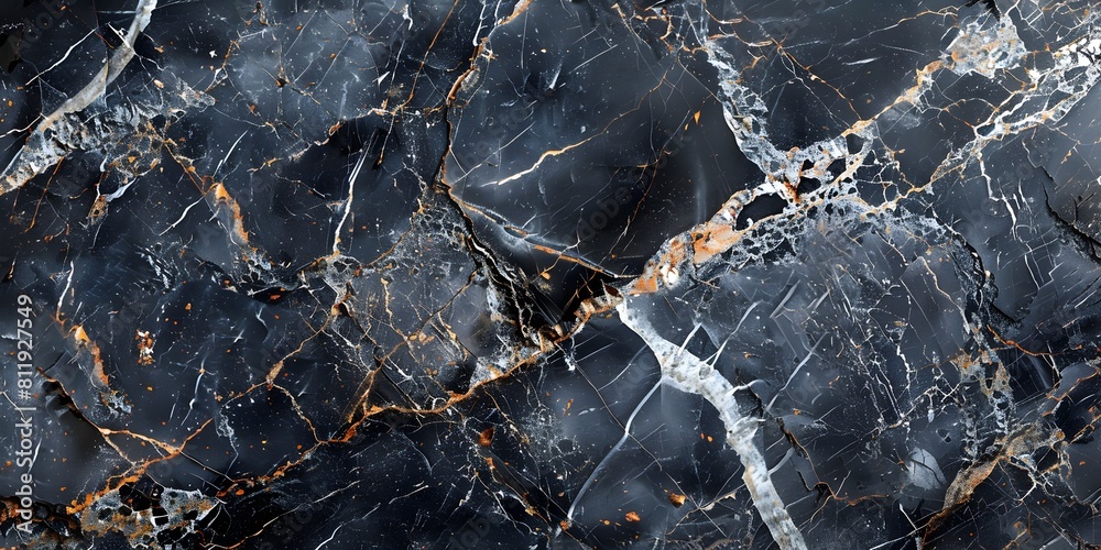 Poster Stunning Black Marble Textured Background with Intricate Patterns and Elegant Fissures for Premium,High-end Design and Decor