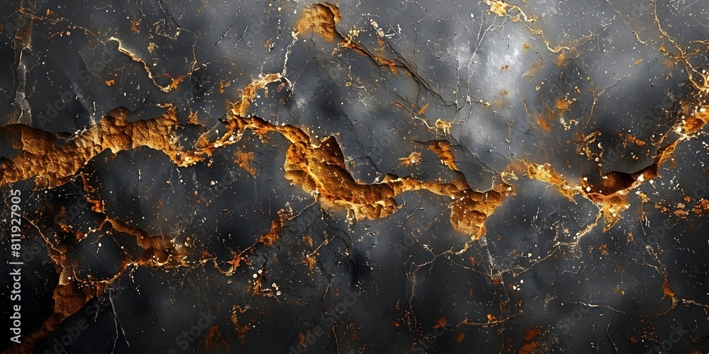 Poster stunning metamorphic masterpiece:intricate patterns and hues of captivating black marble surface