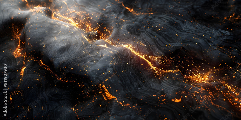 Poster Mesmerizing Marble Background with Swirling,Fiery Fractal Patterns Exuding Dramatic Energy and Intensity