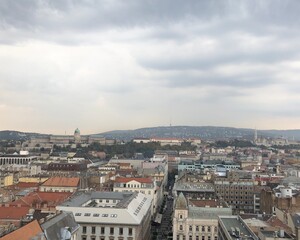 panorama of Budapest in overcast 