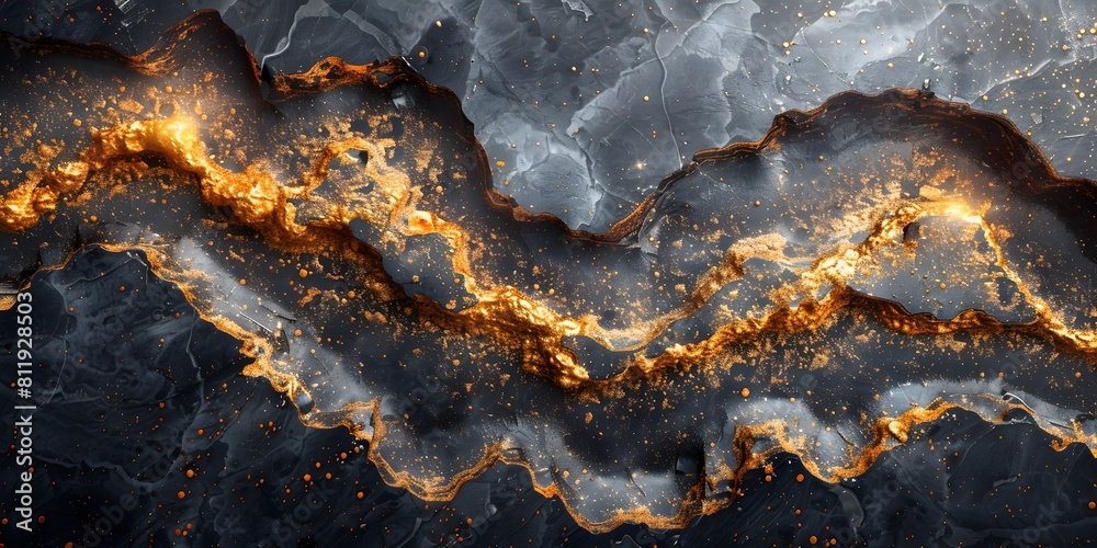 Poster fiery fractal patterns in cracked and weathered marble background