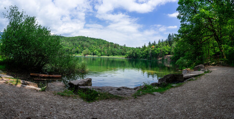 Fototapeta premium Hiking Arround Lake Montiggler South Tyrol Italy