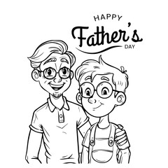 Happy Fathers Day Outline Illustration