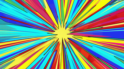 Pop art comic fast speed lines background. Colorful background in pop art retro comic style.