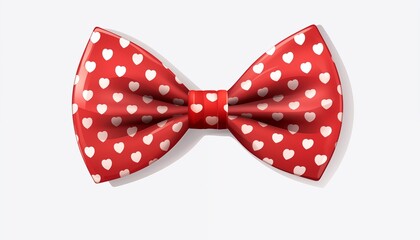 red bow tie with heart pattern