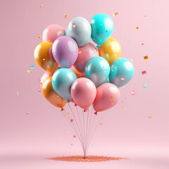 a bunch of balloons with a background