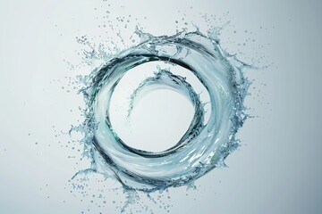 Swirl splash blue water with tiny bubbles isolated. Generative Ai