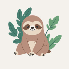 Vector illustration of a friendly Sloth for little ones' joyful exploration