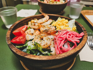 Shrimp salad in bowl