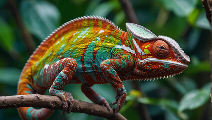 Fototapeta premium chameleon on a tree