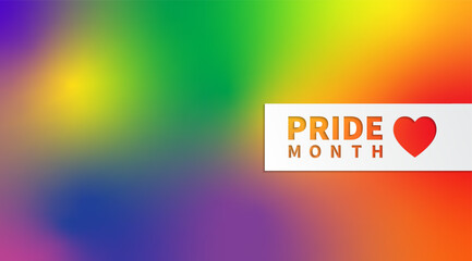 LGBTQ Pride Month poster design template. Pride symbol on rainbow colors background. Lesbian Gay Bisexual Transgender. Human rights and tolerance. Element for social post, banner. Vector Illustration.
