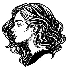 a-girl-with-wavy-hair--attractive-side-view