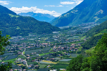 Sigths from Dorf Tyrol in South Tyrol Italy on Meran and other Landscapes.