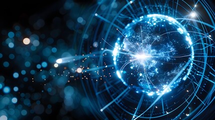 Fototapeta premium Cinematic Futuristic Digital Orb Harnessing Quantum Ions and Currents Close-up of Resonance and Conductivity