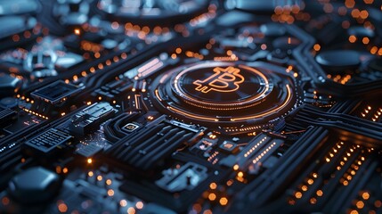 Fototapeta premium Cinematic Futuristic Global Communication Technology for Internet Business and Cryptocurrency Blockchain